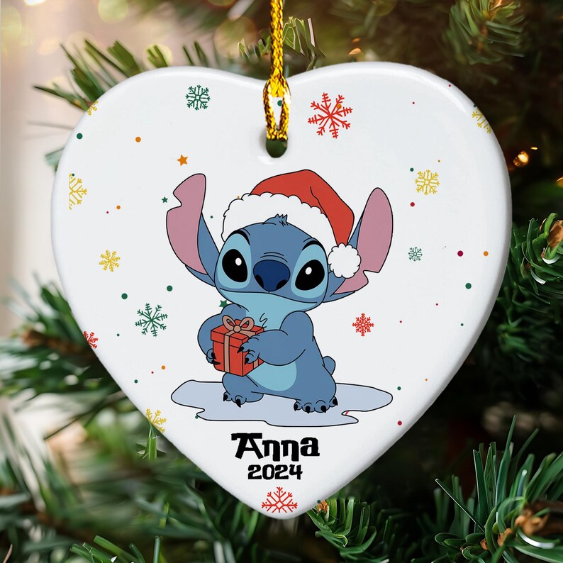 Personalized Stitch Christmas Ornament, Custom Stitch Blue Dog