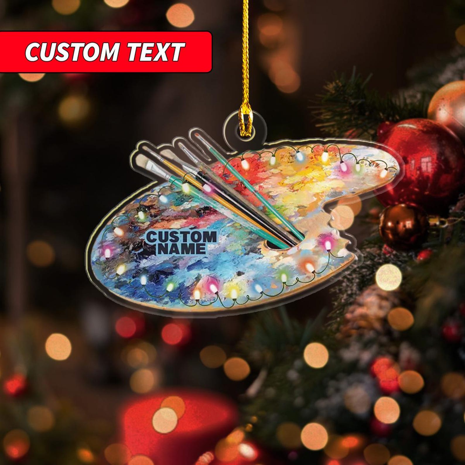 Personalized Artist Christmas Ornament, Custom Name Ornament, Pallet