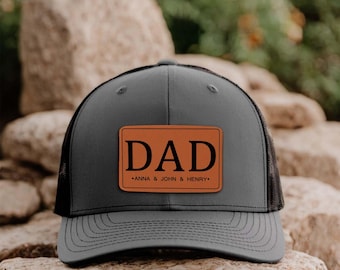 Personalized Dad Hat, Dad Birthday Gift, New Dad Gift, Gift For Husband, Trucker Hat, Leather Patch Hat, Custom Hat, New Dad Present