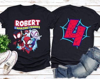 Personalized Spidey and His Amazing Friends Disney Tee, Custom Name Superhero Birthday T-Shirt, Superhero Birthday Gift, Gift For Kid