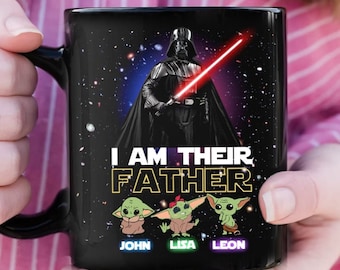 Personalized I Am Their Father Mug, Galaxy Dad With Kid Name Mug, Star Hero Travel Cup, Happy Father's Day Coffee Mug, Birthday Gift For Dad