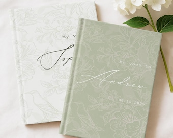 French Toile De Jouy Vow Books, Custom His And Her Vow Books Elegant Wedding Journal, Personalized Romantic Wedding Ceremony Gift