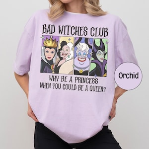 Disney Villains Bad Witches Club Comfort Color Tshirt, Villains Movie Homage Movie Shirt, Ursula Cruella Maleficent Evil Queen Halloween Tee