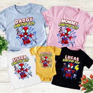Personalized Spidey Birthday Family Shirt, Spider Amazing Friends Matching Shirt, Superhero Shirt For Kids, Family Party Theme Disney Tee image 1