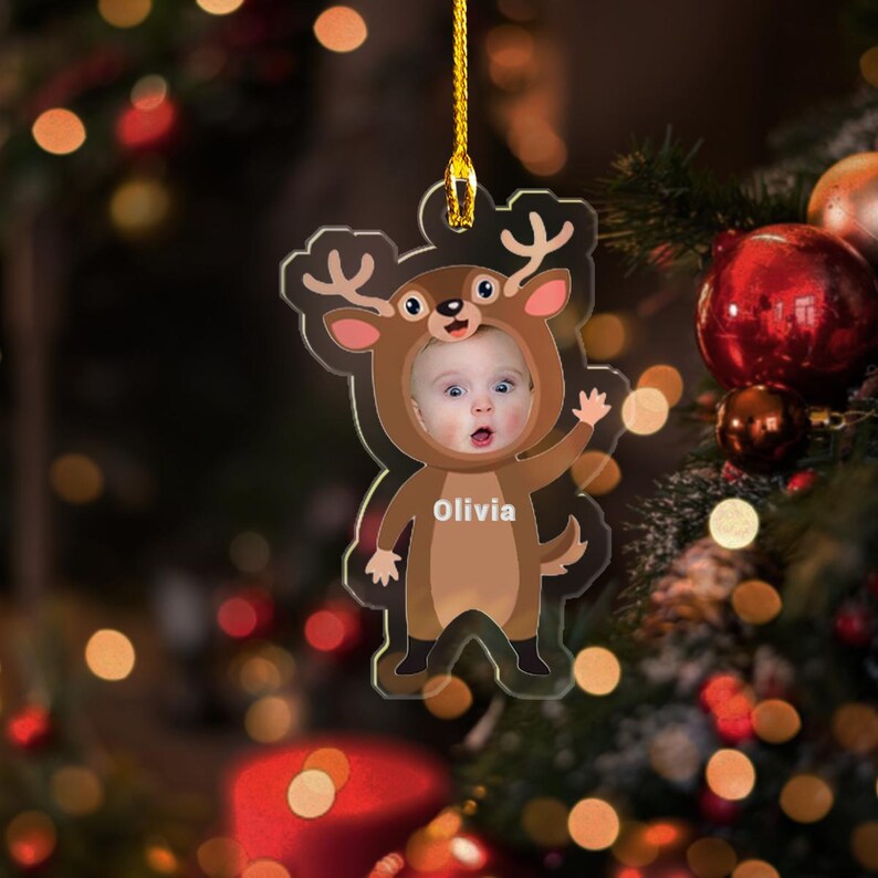 Personalized Funny Children Wearing Animal Costumes Ornament, A Cartoon