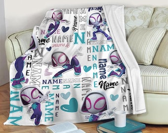 Personalized Spider And Friends Blanket, Superhero Movie Blanket, Characters Blanket Christmas Gift, Spider Fleece Blanket, Spider Quilt