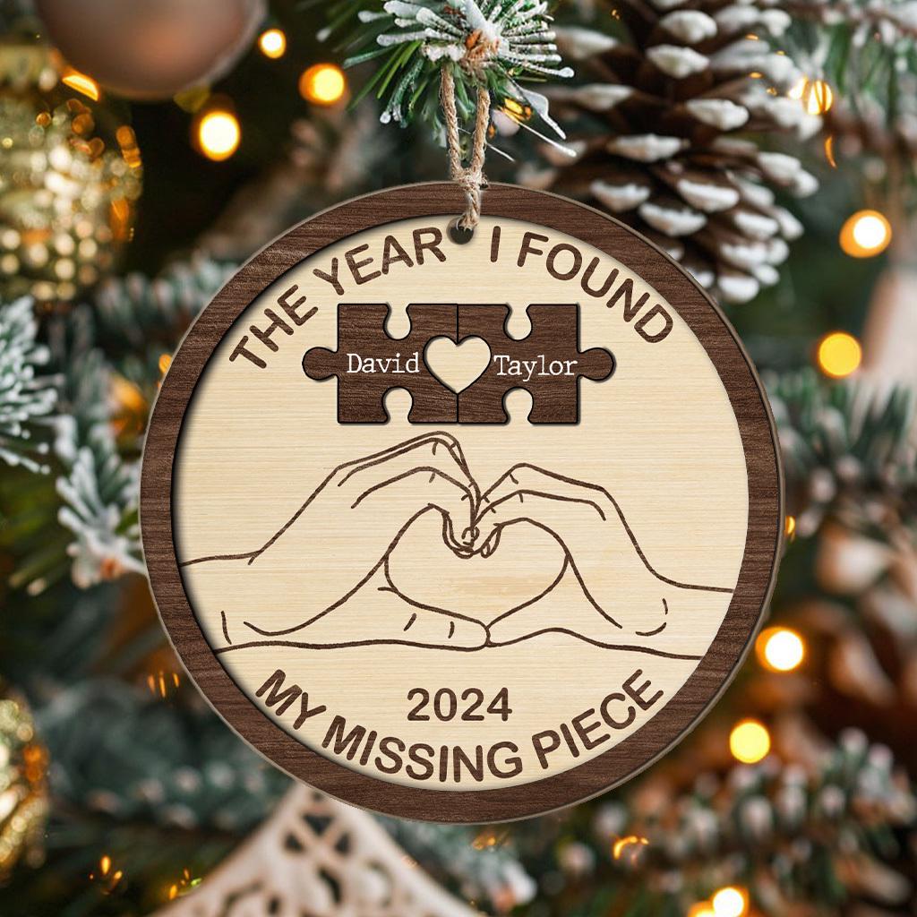 Personalized The Year I Found My Missing Piece Couples Ornament, Custom Couple Wooden Ornament, Couple Puzzle Xmas, Newly Wed 2024 Christmas