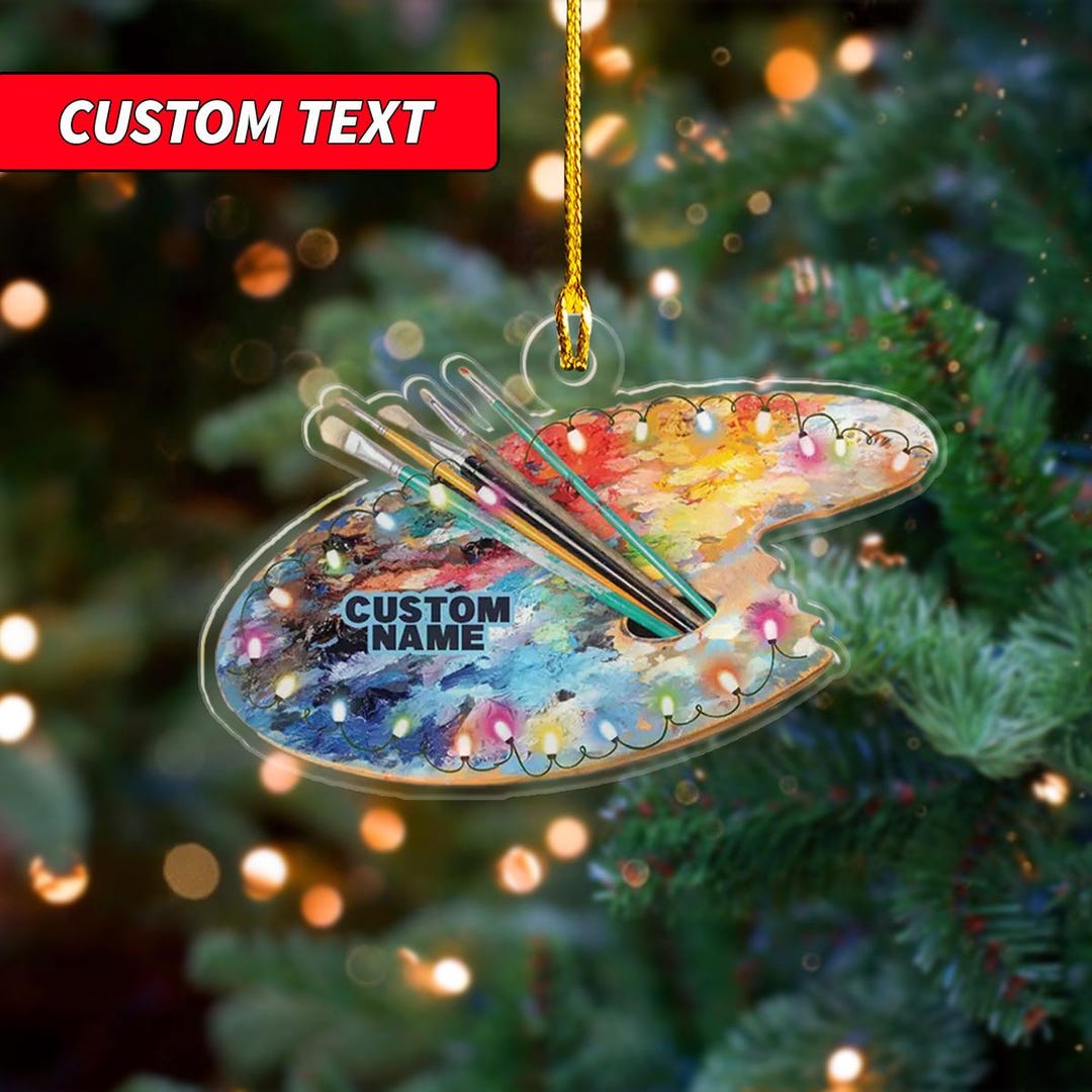 Personalized Artist Christmas Ornament, Custom Name Ornament, Pallet