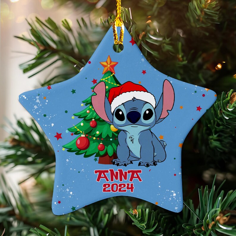 Personalized Stitch Christmas Ornament, Stitch Alien Christmas Keepsake