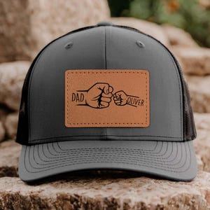 Fist Bump Daddy Grandpa, Personalized America Snapback, Father&#39;s Day Gift for Grandpa, Dad Hat, Hat For Husband, Dad And Kid Name Cap