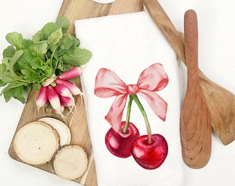 Coquette Decor  Coquette Cherries Kitchen Hand Towel Housewarming Gift Kitchen Towel Dish Towel Kitchen Decoration, Hand Towel Kitchen Decor