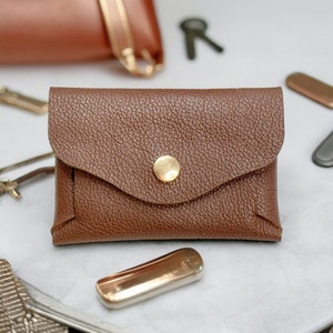 Leather Minimalist Wallet Wrist Lanyard Keychain Wristlet Leather Keychain Wristlet Keychain Wallet Personalized Keyring Leather Wristlet