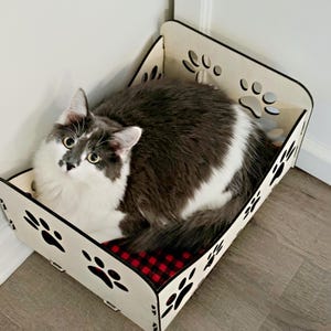 Wood Cat Bed Modern Cat Furniture Custom Cat Beds Cat House Pet Bed Pet Kitten Bed Large Cat Bed Pet Accessories Pet Pillow Cat House