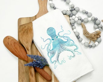 Octopus  Kitchen Tea Towel Kitchen Towel Bridal Shower Gift Wedding Shower Gift  Kitchen Decor Housewarming Gift Mother' s Day Gift Octopus