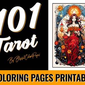 Tarot Coloring Pages - 101 Gothic Tarot Coloring Pages: Grayscale Erwachsenen Malbuch PDF | Digitaler Download | Druckbare Seiten
