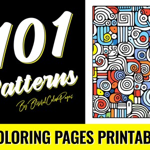 101 Patterns - Printable Coloring Page Patterns: Grayscale Adult Coloring Book PDF | Digital Coloring Book | Printable Patterns