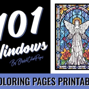 StainedGlass Coloring Book: 101 Stained Glass Coloring Pages, Spiritual ColoringPages, Church Coloring Pages | Digital Download