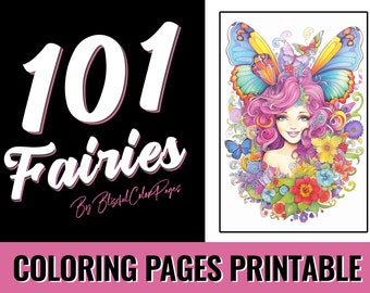 101 Fantasy Fairy Coloring Book Pages - Magical Fairy Coloring Pages, Forest Fairy Pages: Grayscale Adult Coloring Book PDF Download