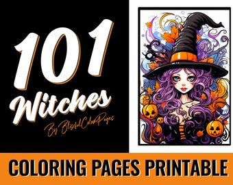 Witche Coloring Book - 101 Bad Witch Coloring Pages, Magical Witch Coloring Pages, Witches Coloring Pages | Digital Download