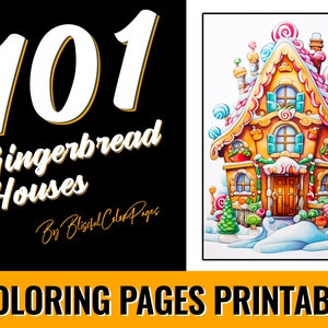 101 Gingerbread Houses - Printable Christmas Houses Coloring Pages: Grayscale Adult Coloring Book PDF | Digital Download | Printable Pages