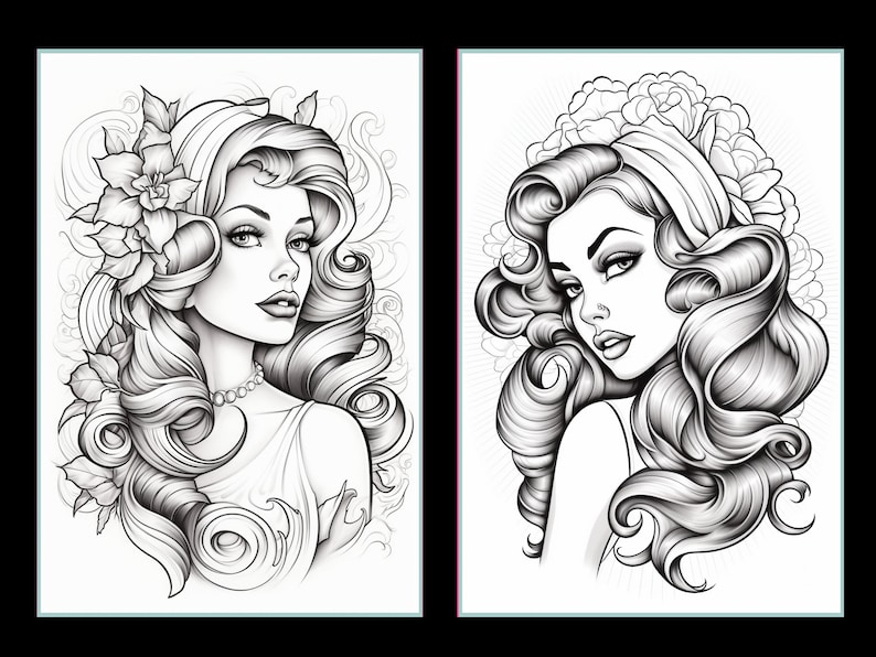 101 Pin up Girl Printable Anime Pin up Girls Coloring Pages: Grayscale ...