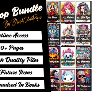 Coloring PageBundle, 1,900+ Printable Coloring Bundle, Mega Coloring Shop Bundle, Greyscale Coloring Book, Adult Digital Coloring Bundle