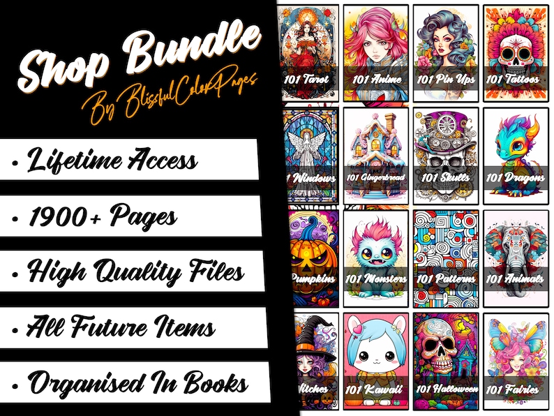 Indulge in our adult coloringbundle, featuring over 1900 digital coloring pages. This printable coloring bundle offers intricate designs for a relaxing and creative coloring experience.