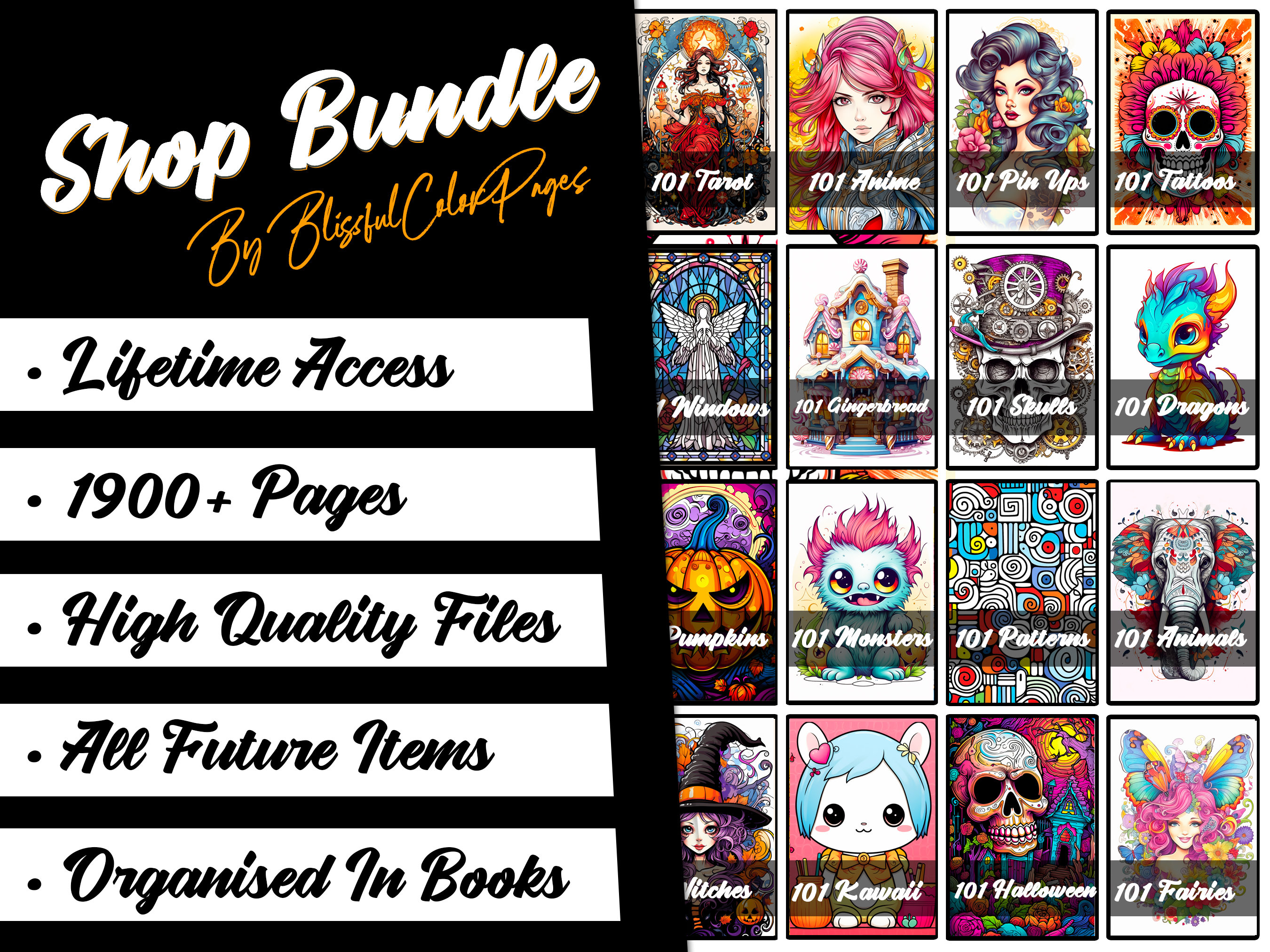 Coloring Pagebundle, 1,900+ Printable Coloring Bundle, Mega Coloring