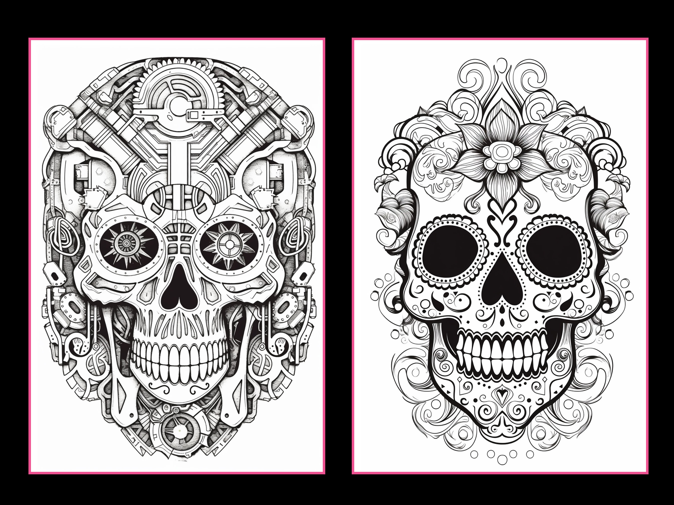 101 Skulls - Printable Skull Coloring Pages: Grayscale Adult Coloring ...