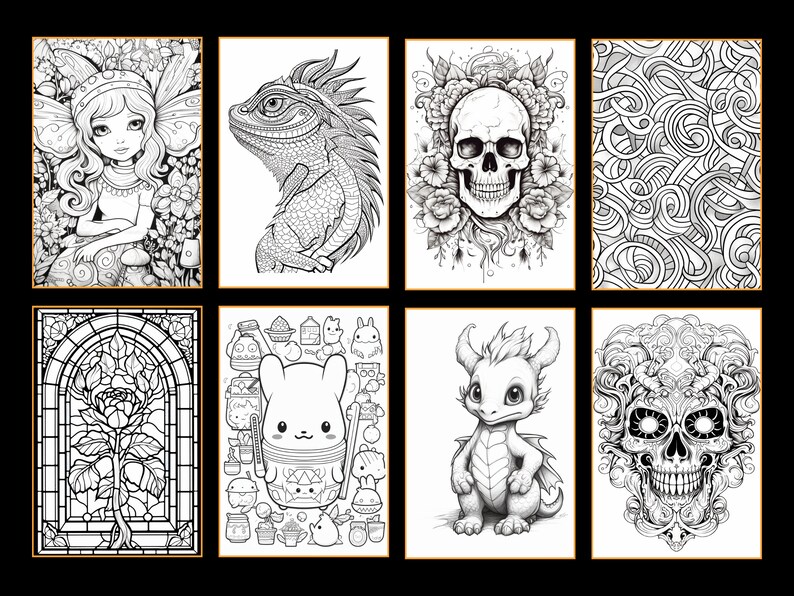 Pacchetto di pagine da colorare, pacchetto da colorare stampabile di oltre 1.900, pacchetto Mega Coloring Shop, libro da colorare in scala di grigi, pacchetto da colorare digitale per adulti immagine 5
