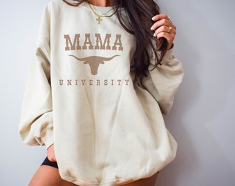 Mama University Crewneck, Western Bull Sweatshirt, gifts for Mom, Mama Tee