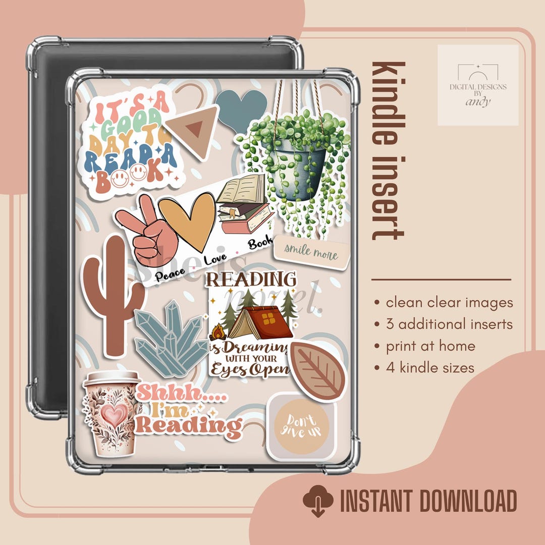 Kindle Insert for Clear Case | A Good Day to Read A Book | PNG and PDF ...