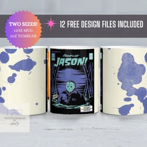 Tasse UND Becher Sublimation Bundle: Freitag der 13te | 11oz Tassenverpackung | 20oz Becher| PNG und PDF| Digitaler Download