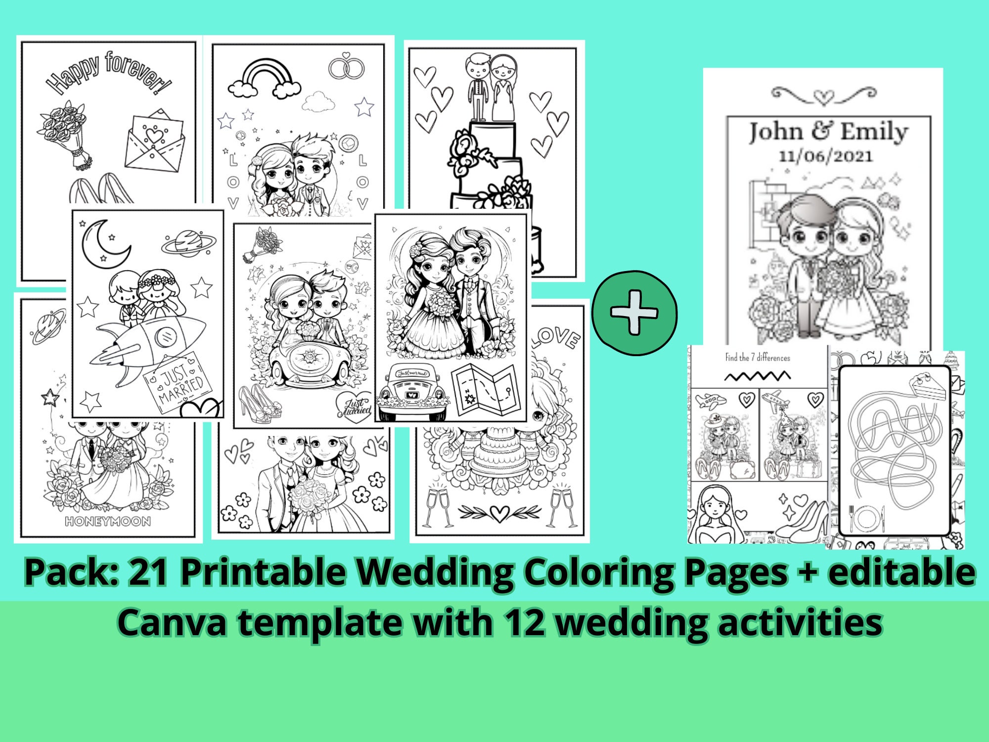 Wedding Coloring Book Printable. 21 Printable Coloring Pages for