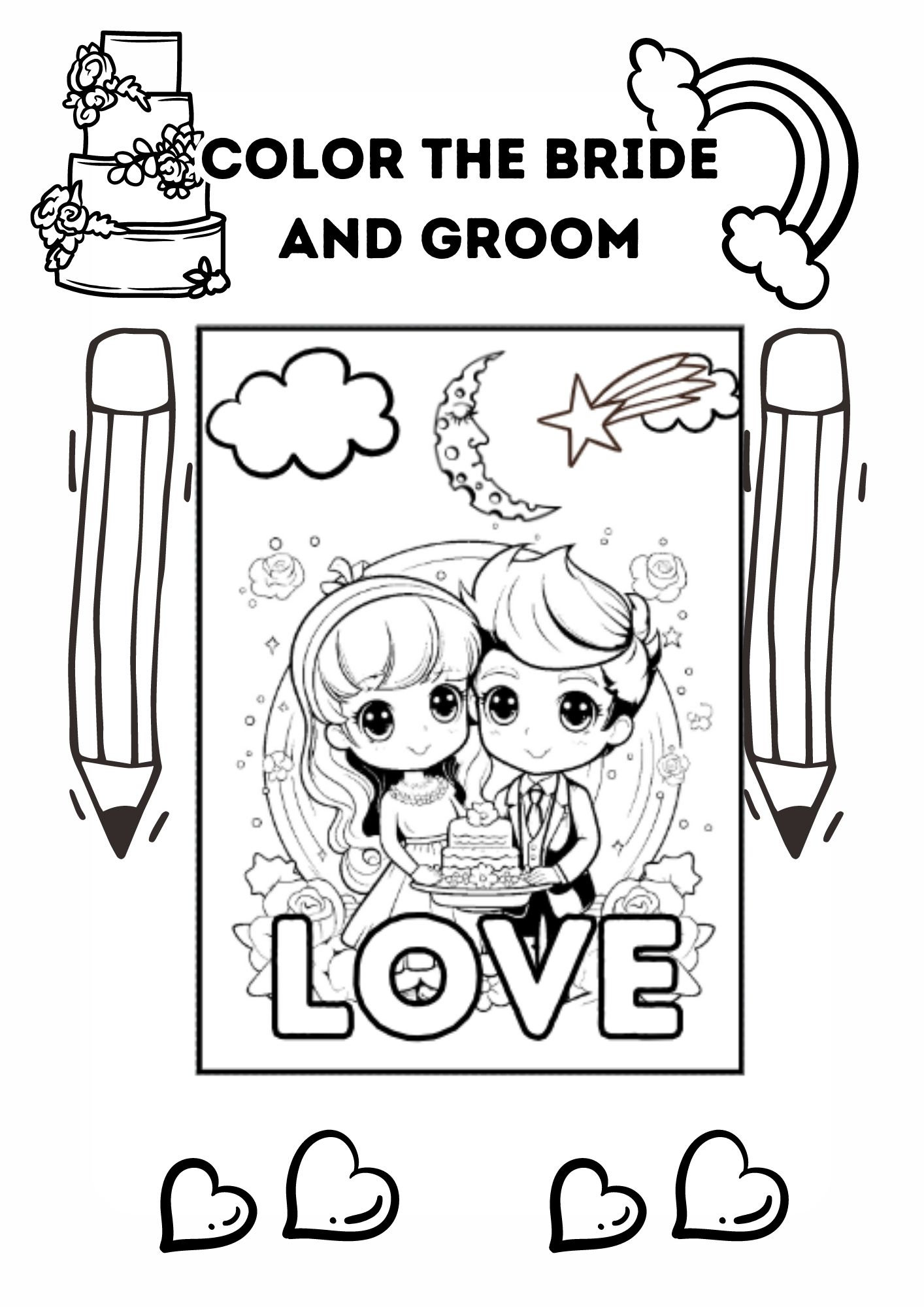 Wedding Coloring Book Printable. 21 Printable Coloring Pages for