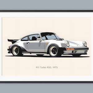 Silver Porsche 911 Turbo Car Posters Illustration Prints Wall Art for Kids Boys Room Decor Children Home Office Art Children Nursery Decor