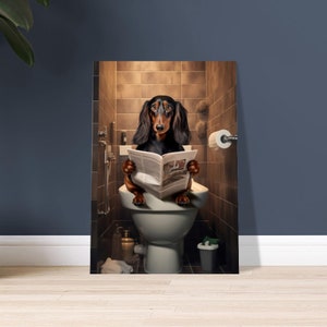 Funny Dachshund on Toilet Art Dachshund Digital Print Bathroom Decoration Dachshund on Toilet Art for Bathroom Art Print Animals on Toilet