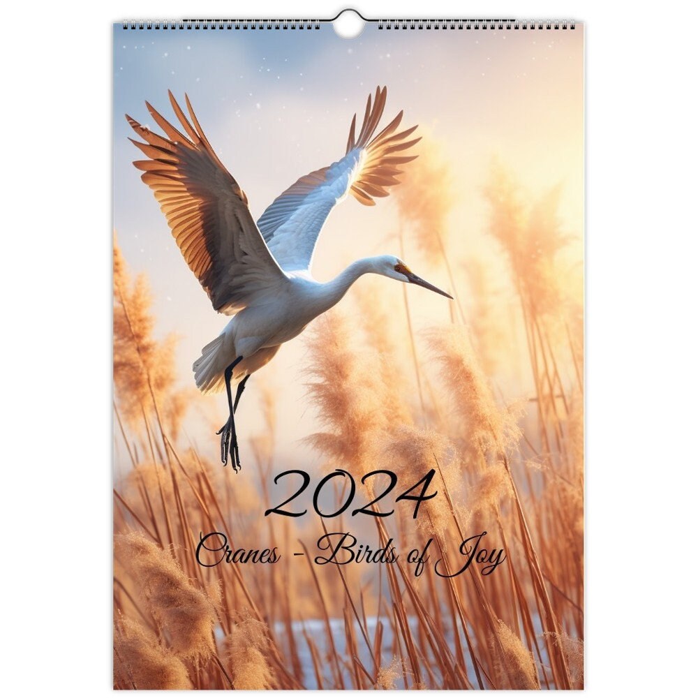 Crane Calendar 2024 Wall Calendar Cranes A4 and A3 Art Print Calendar