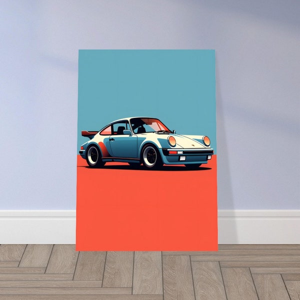 Vintage Aqua Porsche 911 Classic Poster - Timeless Sports Car Wall Art, Collector's Edition, Perfect for Retro Decor and Car Enthusiasts