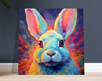 Premium Poster - Hase | Farbexplosion | Natur | Dekoration | Kunstdruck | Wandschmuck