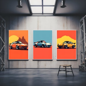 Retro Porsche Illustration Vintage Auto Kunst Minimalistisches Auto Poster Sammlerstück Geschenkidee Porsche Wanddekor Automotive Evolution