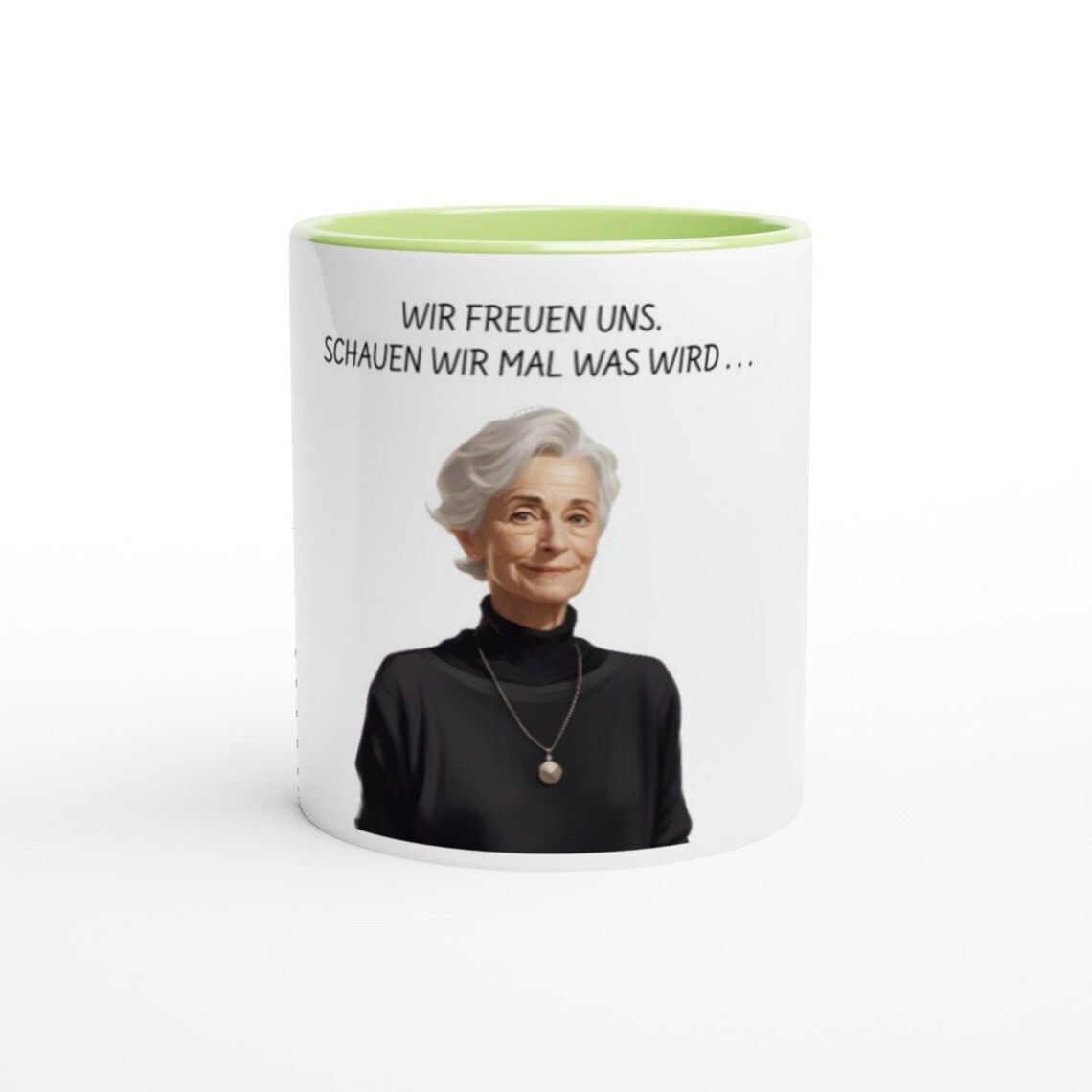 Wir freuen uns, schauen wir mal was wird Tasse Lustige virales Meme, Bares für Rares, Deutsche