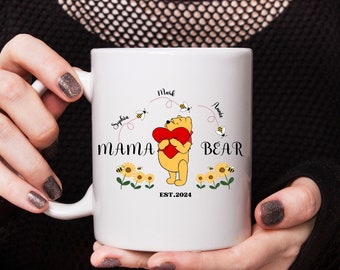 Custom Mama Bear Mug,Mama Est with Kid Name on Coffee Mug, Personalized Mom Cup,Mothers Day Mug,New Mom Gift,Winnie Mug,Gift for Women