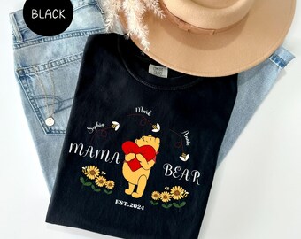 Custom Mama Bear T shirt,Mama Est with Kid Names Tshirt, Personalized Mom Tee,Custom Christmas T shirt, New Mom Gift for her,Comfort Colors®