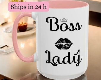 Boss Lady Mug Accent Coffee Mug (11, 15oz) Gift for boss, Gift for women boss, Boss Lady Gift, Girl Boss Mug, Gift for woman business owner