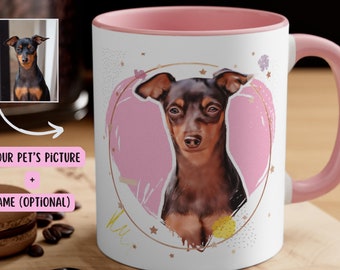 Taza personalizada para mascotas, Taza personalizada para mascotas con foto de mascota + Ilustración de dibujos animados Taza Taza de café para perros, Regalo para amantes de los perros, Regalo para amantes de los gatos, Retrato de mascotas