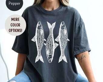 Comfort Colors Tinned Fish Shirt Sardines,Retro Beach Inspired Coastal Aesthetic Shirt Fisherman Aesthetic Shirt Trout Top, Fishlover Gift