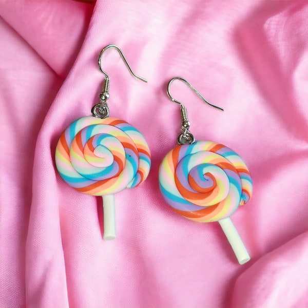 Candy swirl silver plated earrings  | Handmade jewellery | Made in Finland | Fun Earrings | Candy core | Gift for her | Polymer clay