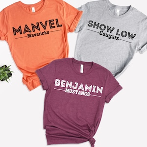 Custom School Mascot T-Shirt, High School Team Shirt, Favorite Team Tee, Personalized School Mascot Shirt, School Spirit Tshirt, Team Mascot