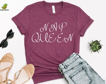 NAP QUEEN Organic T-shirt Tee Shirt Top Eco Friendly High Quality Water based print Super Soft unisex sizes Worldwide Nap, Sleep, Lazy, Rest